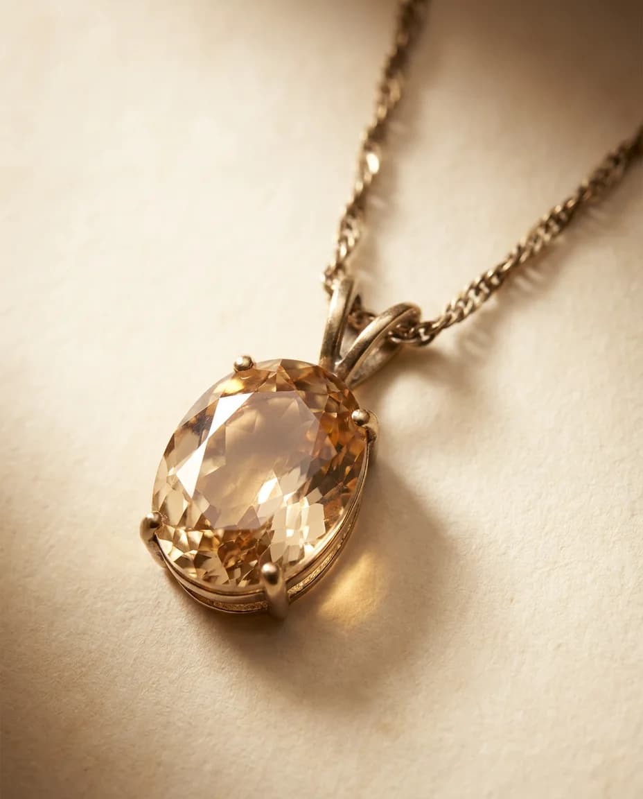 First Light Pendant — macro of the cushion cut and articulated bail