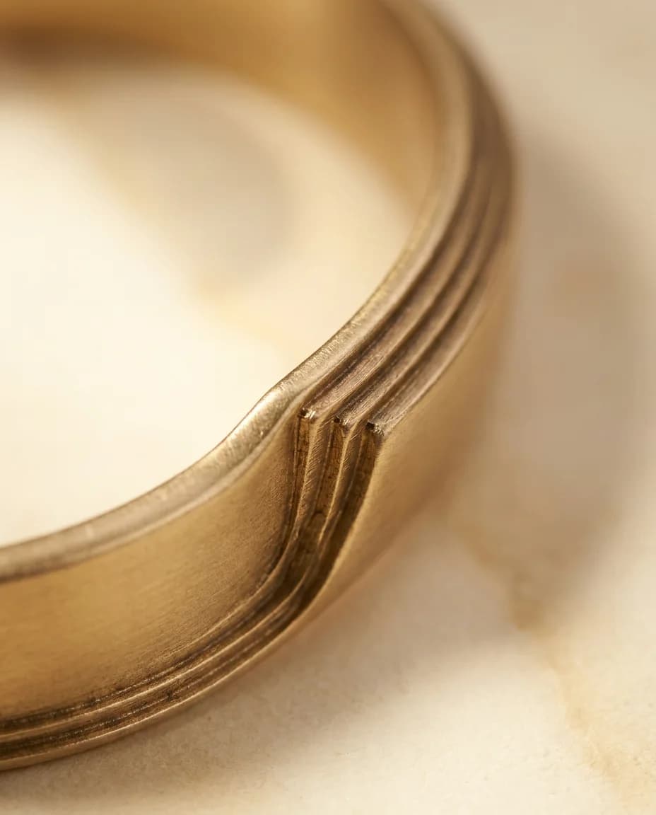 Ghat Curve Cuff — macro of the stepped planes and antique recesses