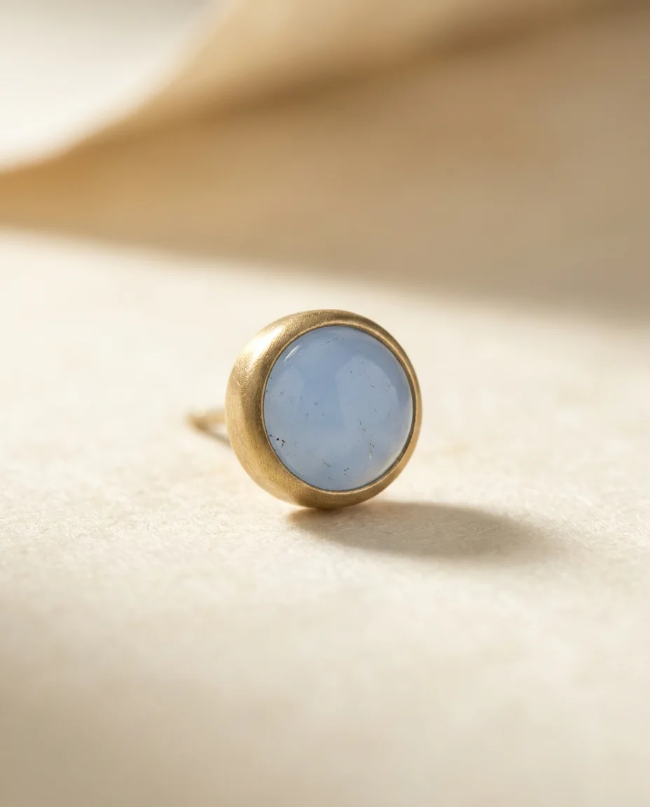 Still Water Studs — macro of the deep bezel setting