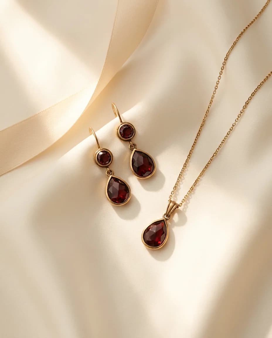 The Evening Edit Gift Set — macro of the matched pear and cushion cut stones