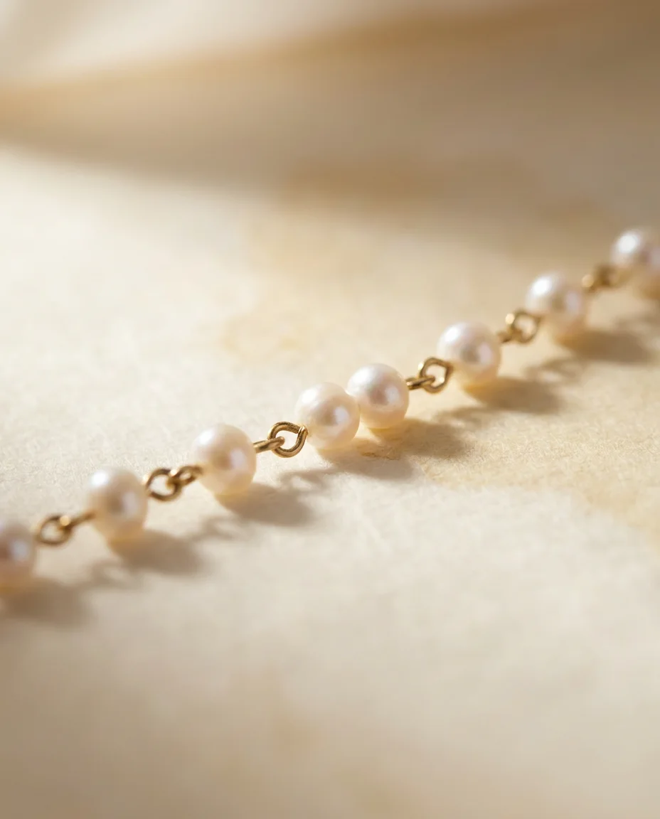 Tidal Line Bracelet — macro of the graduated bead cluster